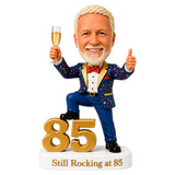 Custom 85th Birthday Bobblehead Gift for Men with Champagne –- Optional Outfit & Pose Customization