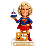 Custom 85th Birthday Superhero Bobblehead for Her – Customizable Any Outfit & Pose