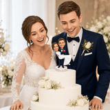 Custom Bride & Groom Bobblehead Cake Topper -– Customizable Any Outfit & Pose