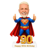 Custom 90th Birthday Superhero Bobblehead –– Customizable Any Outfit & Pose