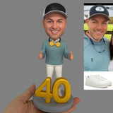 40th Gifts for Men- Custom Bobbleheads -  Cheers to 40th Birthday