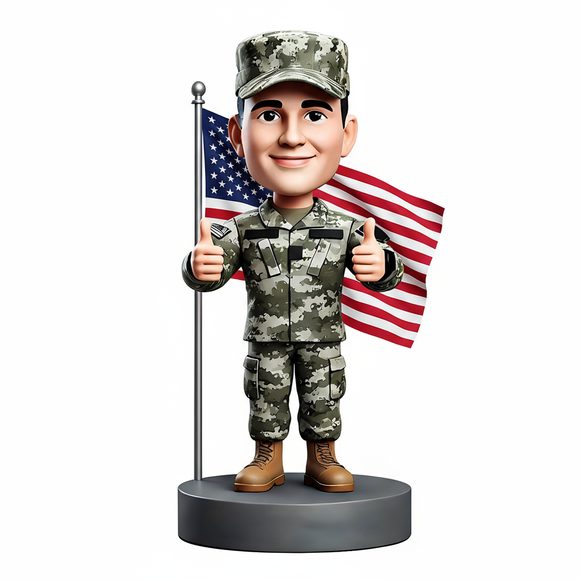 Army soldier Showing Thumbs up With Hands Custom Bobbleheads
