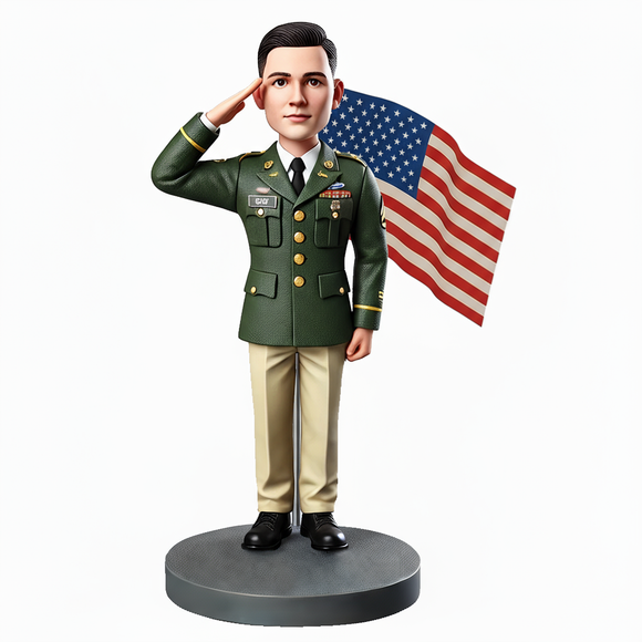 Army officer saluting Custom Bobbleheads
