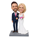 Custom Bride & Groom Bobblehead Cake Topper – Arm-in-Arm Pose | Customize Any Outfit & Pose