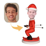 Christmas Gift  Man Skiing In Christmas Costume Custom Bobblehead