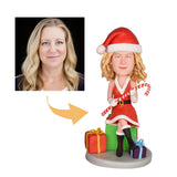 Christmas Gift Sexy Lady Holding Cane Custom Bobblehead