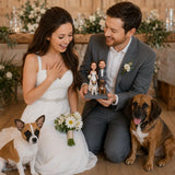 Custom Bride & Groom Bobblehead Cake Topper with Dogs | Customize Any Outfit & Pose