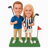 Couple Golfers Custom Bobbleheads– Customizable Outfit
