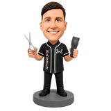Male Barber Holding Tools Custom Bobbleheads