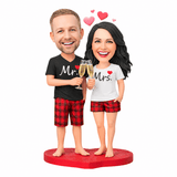Custom Couple Bobbleheads – Matching Mr. & Mrs. Pajamas | Customizable Any Outfit & Pose