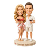 Custom Couple Bobbleheads – Beach Vacation with Wine |Customizable Any Outfit & Pose
