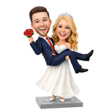 Custom Couple Bobbleheads – Bride Carrying Groom | Customizable Any Outfit & Pose