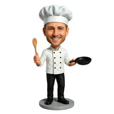 Presents for Chefs - Chef Holding a Frying Pan Custom Bobbleheads