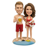 Custom Couple Bobbleheads – Beach Vacation Pose | Customizable Any Outfit & Pose