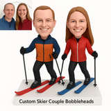 Custom Couple Skiers Bobblehead – Outfit Customization Available