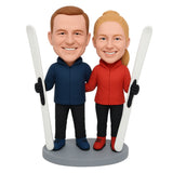 Couple Skiers Custom Bobblehead– Outfit Can Be Customized