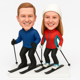 Custom Couple Skiers Bobblehead – Customizable Outfit