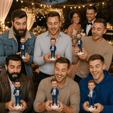 Custom Groomsmen Bobbleheads Holding Champagne Glasses – Customize Any Outfit & Pose
