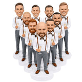 Custom Groomsmen Bobbleheads with Champagne –- Customize Any Outfit & Pose