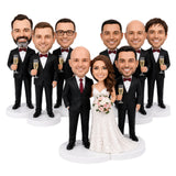 Custom Groomsmen Bobbleheads with Champagne – Customize Any Outfit & Pose