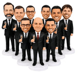 Custom Groomsmen Bobbleheads Holding Champagne Glasses – Customize Any Outfit & Pose