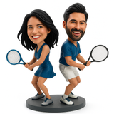 Custom Tennis Player Couples Bobbleheads – Custom Uniform Included