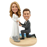 Custom Proposal Bobbleheads – Beach Proposal Pose | Customizable Any Outfit & Pose