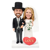 Custom Bride & Groom Bobblehead Wedding Gift – Top Hat Groom | Customizable Any Outfit & Pose