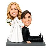 Custom Bride & Groom Bobblehead Cake Topper – Seated Groom Pose | Customize Any Outfit & Pose