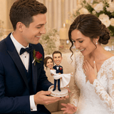 Custom Bride & Groom Bobblehead Wedding Gift – Champagne Toast with LOVE Heart | Customizable Any Outfit & Pose
