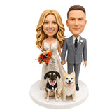 Custom Bride & Groom Bobblehead Wedding Gift with Dogs – Customizable Any Outfit & Pose