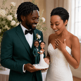Custom Bride & Groom Bobblehead Wedding Gift – Hand-on-Chest Pose | Customizable Any Outfit & Pose