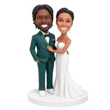 Custom Bride & Groom Bobblehead Wedding Gift – Hand-on-Chest Pose | Customizable Any Outfit & Pose