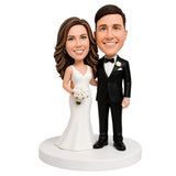 Custom Bride & Groom Bobblehead Cake Topper – Classic Pose | Customize Any Outfit & Pose