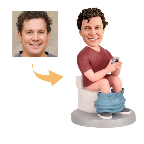 Father's Day Gift Custom Bobblehead - Dad Sat in the Toilet