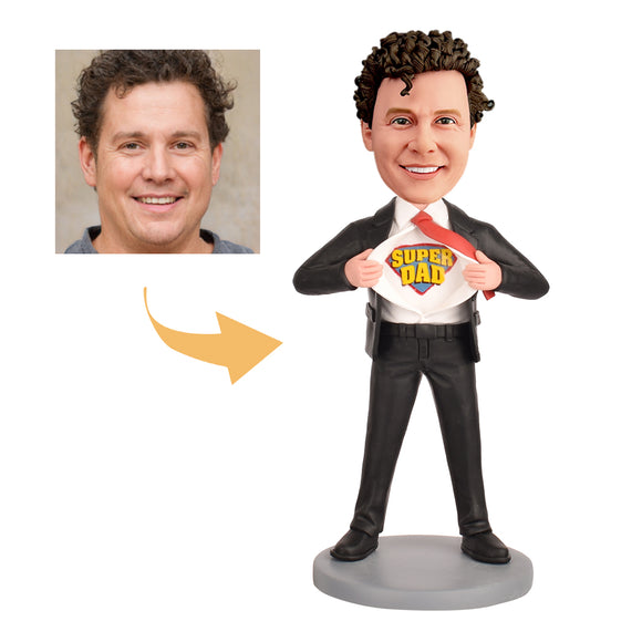Father's Day Gift Custom Bobblehead -Super Dad in a Suit