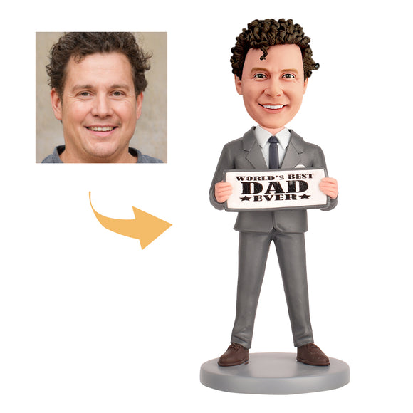 Father's Day Gift Custom Bobblehead-- the World's Best Dad Ever