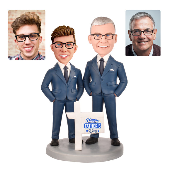 Father's Day Gift Custom Bobblehead - Dad and Son