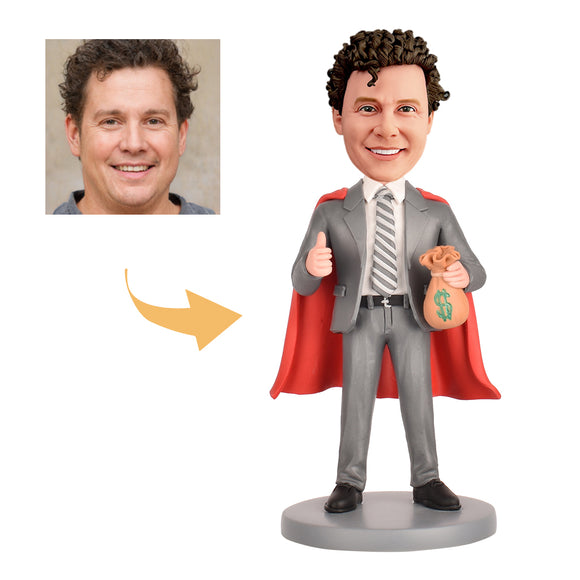 Father's Day Gift Custom Bobblehead - Super Dad Carries the Money