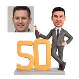 50th Birthday Presents for Dad - Custom Bobblehead - Dad in the Suit