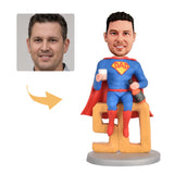 50th Birthday Presents for Dad - Custom Bobbleheads -  50 Year Old Super Dad