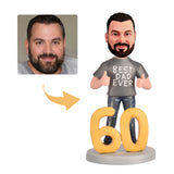 60th Birthday Gift for Dad Custom Bobbleheads - Best Dad Ever