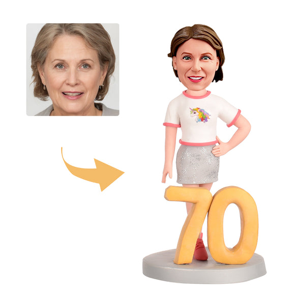 70th Birthday Gift for Woman - Custom Bobbleheads - The Popular Heroine