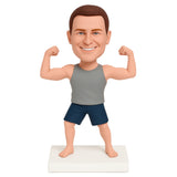Custom Male Fitness Bobblehead – Flexing Pose– Outfit Can Be Customized