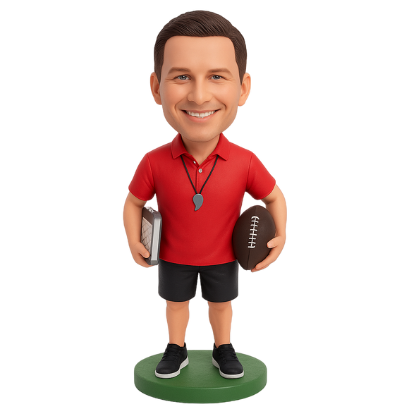 Custom Football Coach Bobbleheads with Custom Outfit