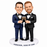 Wedding Gifts for Gay Men – Custom Gay Couple Bobbleheads with Champagne | Customize Any Outfit & Pose