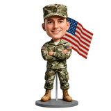 Custom Army Man Bobblehead with Personalized Name Tag and Customizable Military Uniform