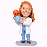 Female Pharmacist Holding a Capsule Custom Bobbleheads