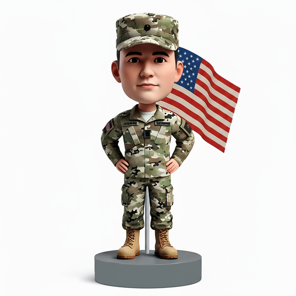 Army Man in Camouflage Uniform Custom Bobbleheads