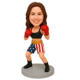 Custom Female Boxer Bobbleheads - Boxing Trunks Can Be Customized